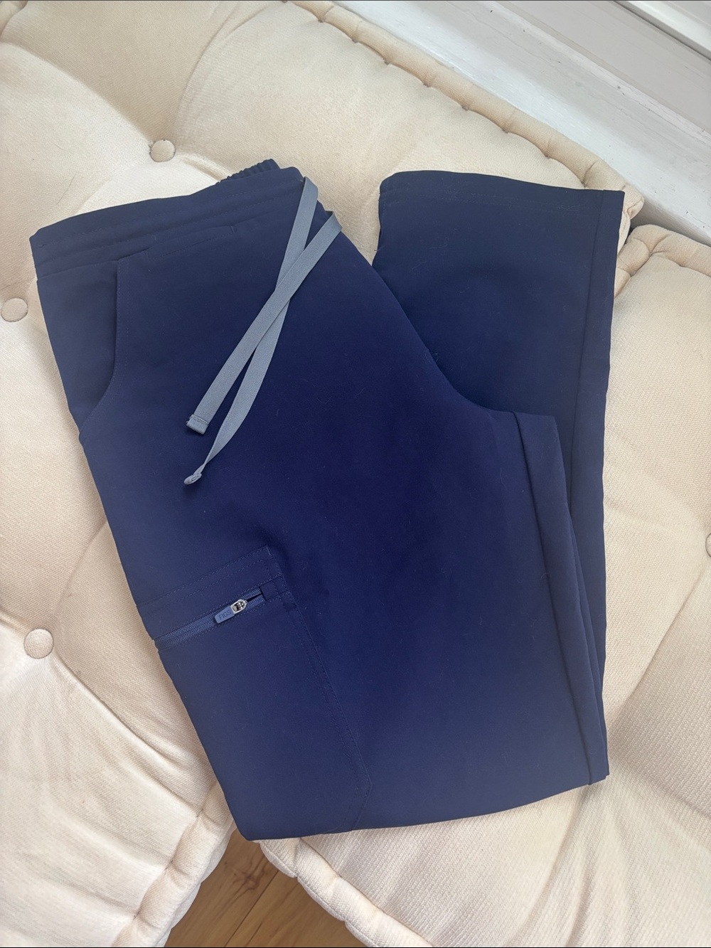 Figs Women's Navy Straight-Leg Scrub Pants with Drawstring